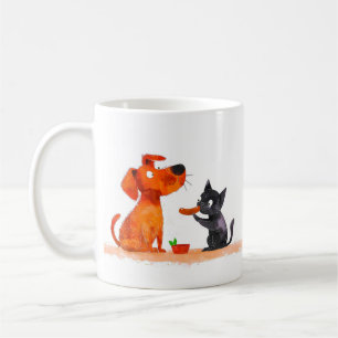 Hond en Kat Cartoon Koffiemok
