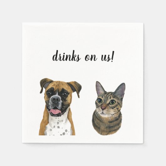 Hond en Kat Cocktail servetten (Voorkant)