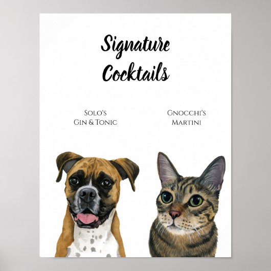 Hond en Kat Drink Teken voor Bruiloft Recepties Poster (Voorkant)