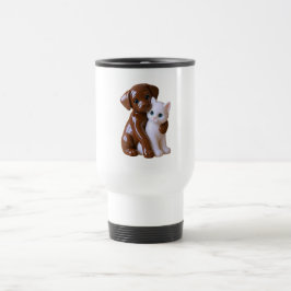 Hond en kat figuurtje reisbeker
