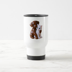 Hond en kat figuurtje reisbeker