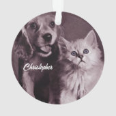 Hond en Kat, Gepersonaliseerd Opzoeken Ornament (achterkant)