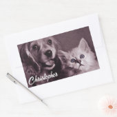 Hond en Kat, Gepersonaliseerd Opzoeken Rechthoekige Sticker (Envelop)