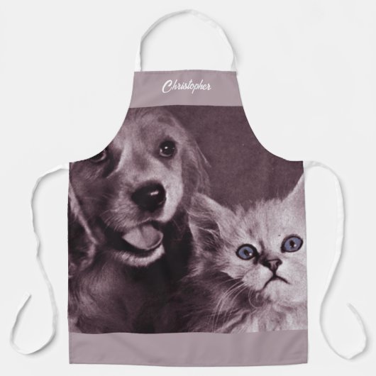 Hond en Kat, Gepersonaliseerd Opzoeken Schort (Voorkant)