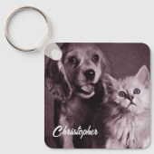 Hond en Kat, Gepersonaliseerd Opzoeken Sleutelhanger (Voorkant)