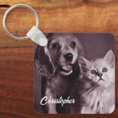 Hond en Kat, Gepersonaliseerd Opzoeken Sleutelhanger (Voorkant)