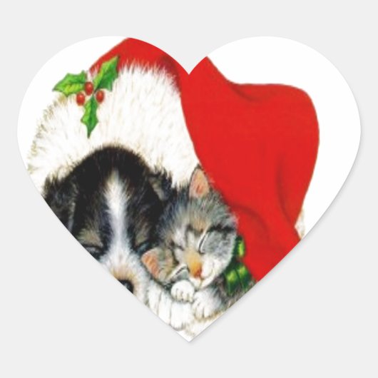 Hond en kat hart sticker (Voorkant)