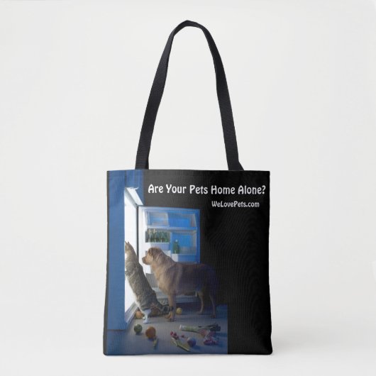 Hond en Kat Huis Alleen Midnight Pet Sitter Tote Bag (Voorkant)