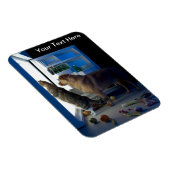 Hond en Kat Huis Alleen op Midnight Pet Sitter Magneet (Rechterzijde)