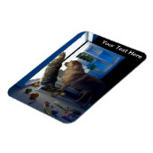 Hond en Kat Huis Alleen op Midnight Pet Sitter Magneet (Linkerzijde)