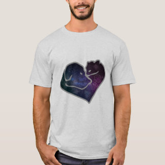 Hond en kat in de ruimte t-shirt