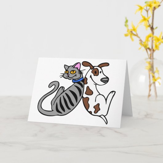 Hond en kat kaart (Gele Bloem)