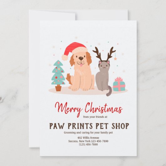 Hond en Kat Kerst Kaart (Voorkant)
