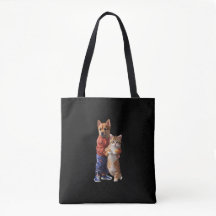 Hond en Kat Knuffel Canvas tas