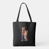 Hond en Kat Knuffel Canvas tas (Achterkant)