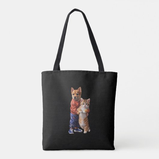 Hond en Kat Knuffel Canvas tas (Achterkant)