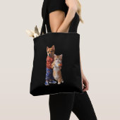 Hond en Kat Knuffel Canvas tas (Dichtbij)
