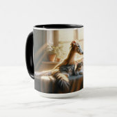 Hond en kat knuffelen. mok (Voorkant links)