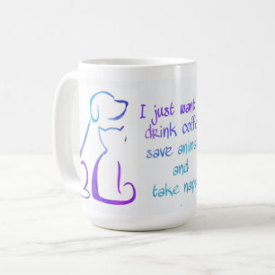 Hond en Kat - Koffie drinken - Dieren redden Koffiemok