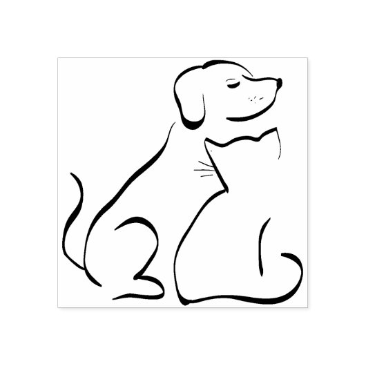 hond en kat kunst stempel (Afrduk)