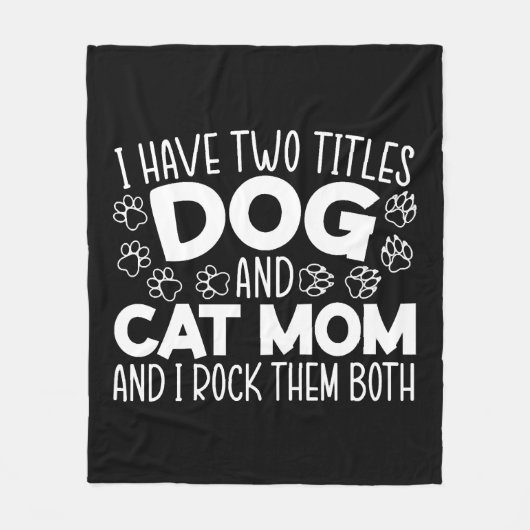 Hond en kat mam Moederdag beste mam ooit dierlijk Fleece Deken (Voorkant)