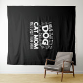Hond en kat mam Moederdag beste mam ooit dierlijk Wandkleed (In Situ (horizontaal))