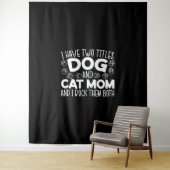 Hond en kat mam Moederdag beste mam ooit dierlijk Wandkleed (In situ)