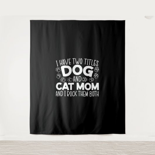 Hond en kat mam Moederdag beste mam ooit dierlijk Wandkleed (Voorkant)