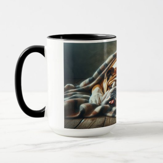 Hond en kat nappen samen. mok (Links)