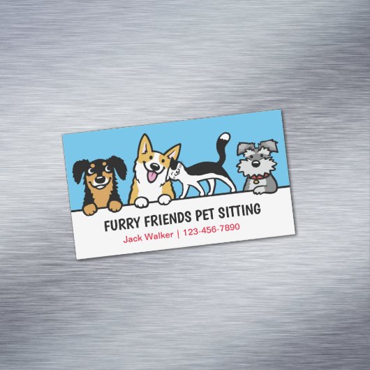 Hond en Kat Pet Sitting Schattig Dierenverzorging  Magnetisch Visitekaartje (Voorbeeld)