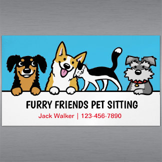 Hond en Kat Pet Sitting Schattig Dierenverzorging Magnetisch Visitekaartje