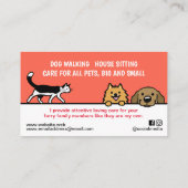 Hond en Kat Pet Sitting Schattig Dierenverzorging  Visitekaartje (Achterkant)