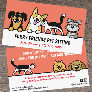 Hond en Kat Pet Sitting Schattig Dierenverzorging  Visitekaartje