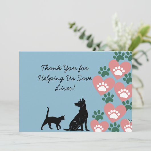 Hond en kat redden bedankkaart (Staand voorkant)