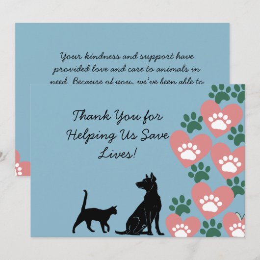 Hond en kat redden bedankkaart (Voorkant / Achterkant)