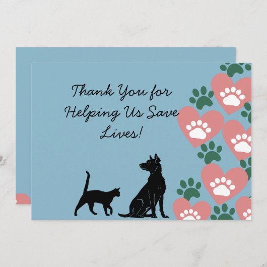 Hond en kat redden bedankkaart (Voorkant / Achterkant)