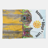 Hond en Kat Redding Adopteer Liefde Keukenhanddoek (Horizontaal)