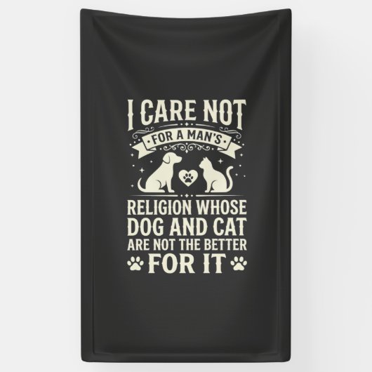 Hond en Kat Religie Citaten Spandoek (Verticaal)