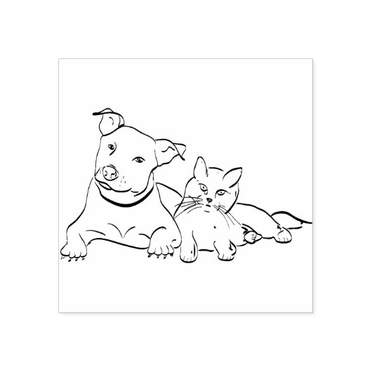 Hond en kat rubberstempel (Afrduk)