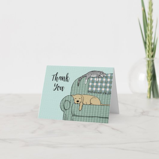 Hond en Kat Schattige Huisdieren Dank u Kaart (Voorkant)