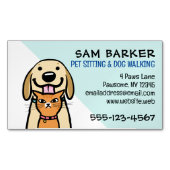 Hond en Kat Schattige Pet Sitting Funny Dierenvrie Magnetisch Visitekaartje (Voorkant)