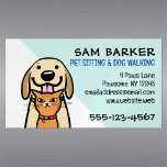 Hond en Kat Schattige Pet Sitting Funny Dierenvrie Magnetisch Visitekaartje<br><div class="desc">Haal meer klanten met deze pracht magnetische visitekaartjes! Funny dog and cat illustratie heeft een liefdevol geel lab en serieuze oranje tabby cat. Een grappige magneet die dierenliefhebbers zullen genieten van het houden op hun koelkast voor gemakkelijke verwijzing. Geweldig voor veel bedrijven,  waaronder dierenoppassers,  hondenwandelaars,  hondentrainers,  kinderverzorgers en meer!</div>