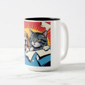 Hond en kat | Twee vrienden Tweekleurige Koffiemok (Voorkant rechts)