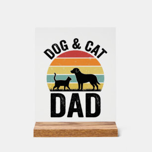 Hond en Kat Vader Vintage Huisdier Liefhebber Shir Acryl Bord
