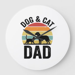 Hond en Kat Vader Vintage Huisdier Liefhebber Shir Grote Klok