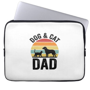 Hond en Kat Vader Vintage Huisdier Liefhebber Shir Laptop Sleeve