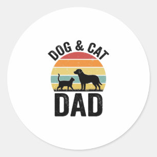 Hond en Kat Vader Vintage Huisdier Liefhebber Shir Ronde Sticker