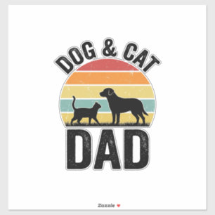 Hond en Kat Vader Vintage Huisdier Liefhebber Shir Sticker