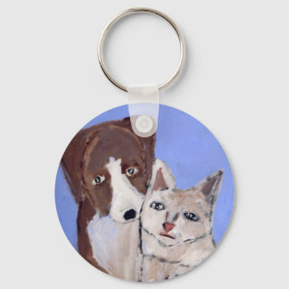 hond en kat van eric ginsburg sleutelhanger