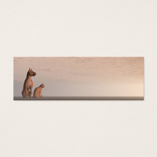 Hond en kat vriendschap mini visitekaartjes (Voorkant)